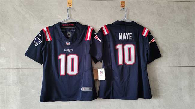 Womens New England Patriots #10 Drake Maye 2024 F.U.S.E. Navy Vapor Untouchable Limited Stitched Jersey